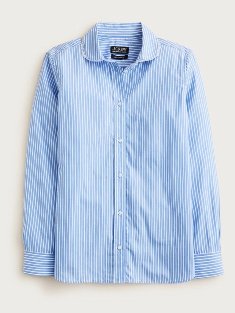 J. Crew NWOT Jules Club-Collar Shirt in Striped Cotton Poplin Bright Grotto 16T
